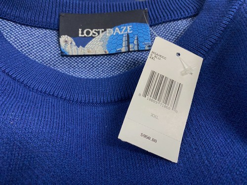 Pre-owned Lost Daze $950  Men's Blue All Hope Is Lost Graphic Oversized Sweater Xxl