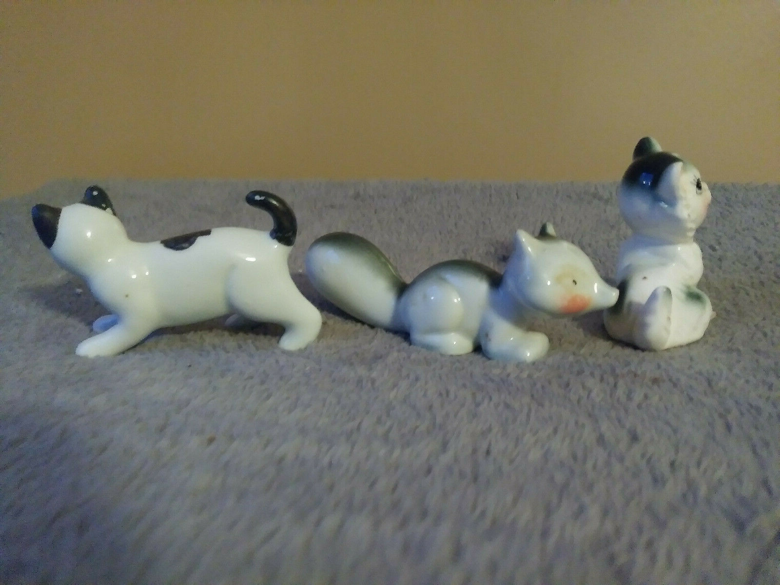 Lot of 3 Vintage ANIMAL FIGURINES 2 Cats 1 Squirel Bone China Porcelain Japan