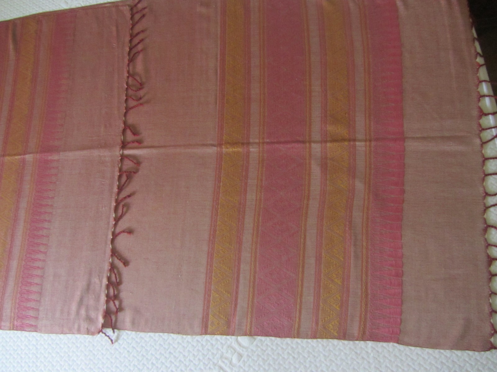 Thai Hand made /woven pink and gold  silk