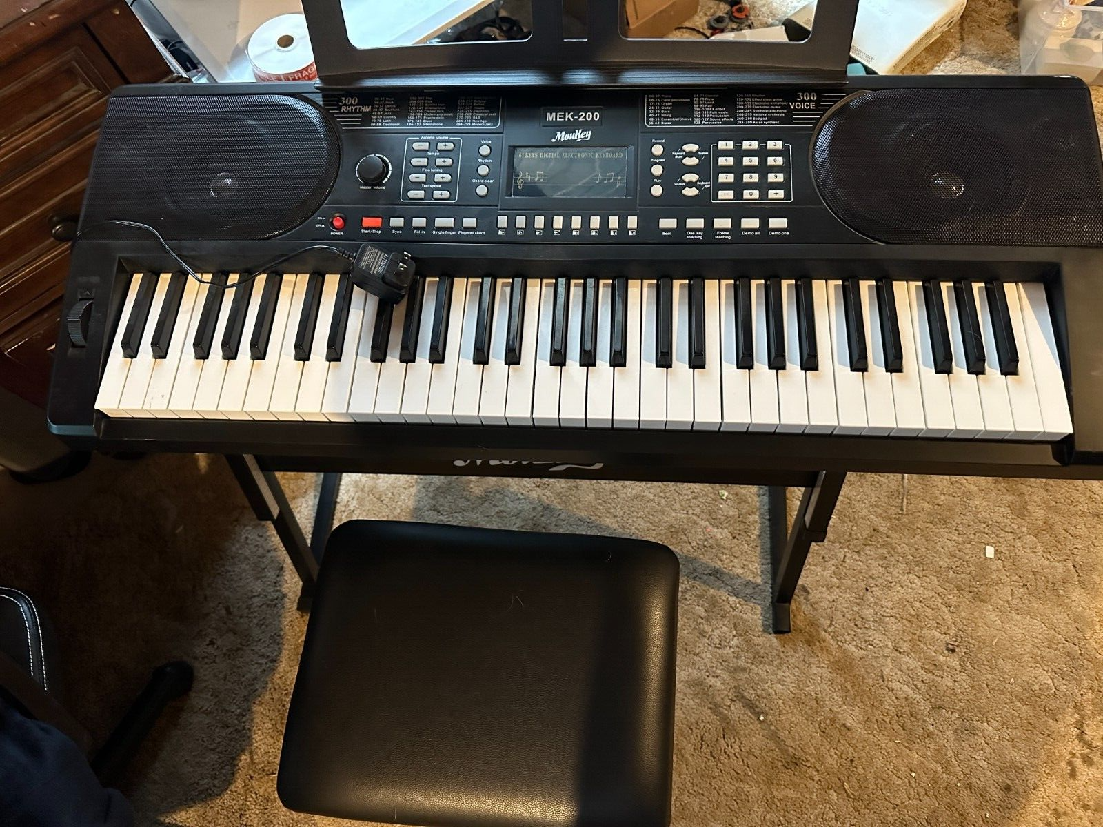 MouKey 61 Key Full Size Electronic Keyboard Kit w/Stool Stand MEK