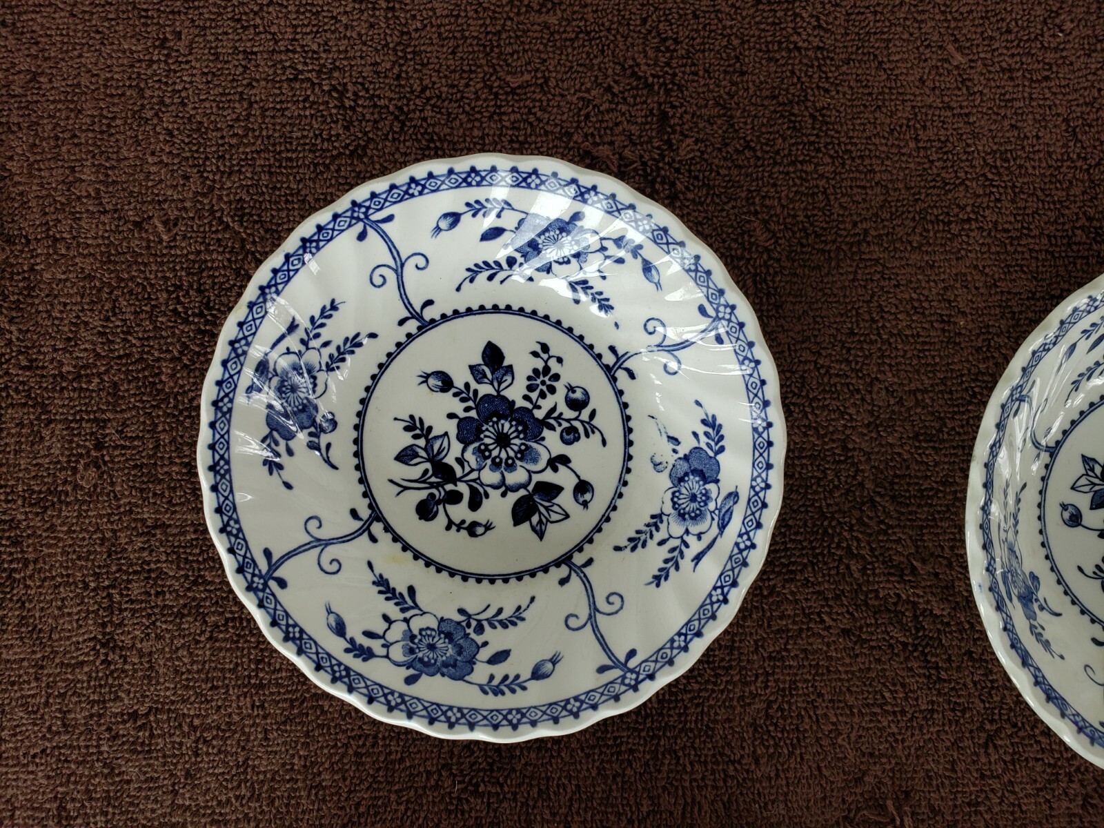 4 Vintage Johnson Brothers England INDIES Ironstone Dessert Bowls Blue and White