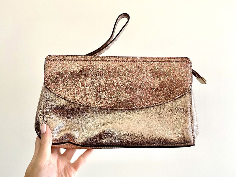 coach gold glitter purse