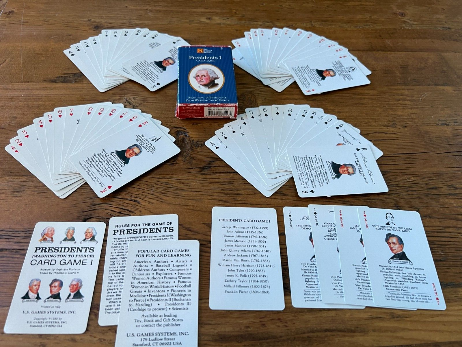 History Channel Presidents 1 Card Game Featuring Washington