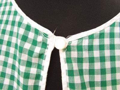 Vintage Cotton Green & White Gingham Print Full Apron