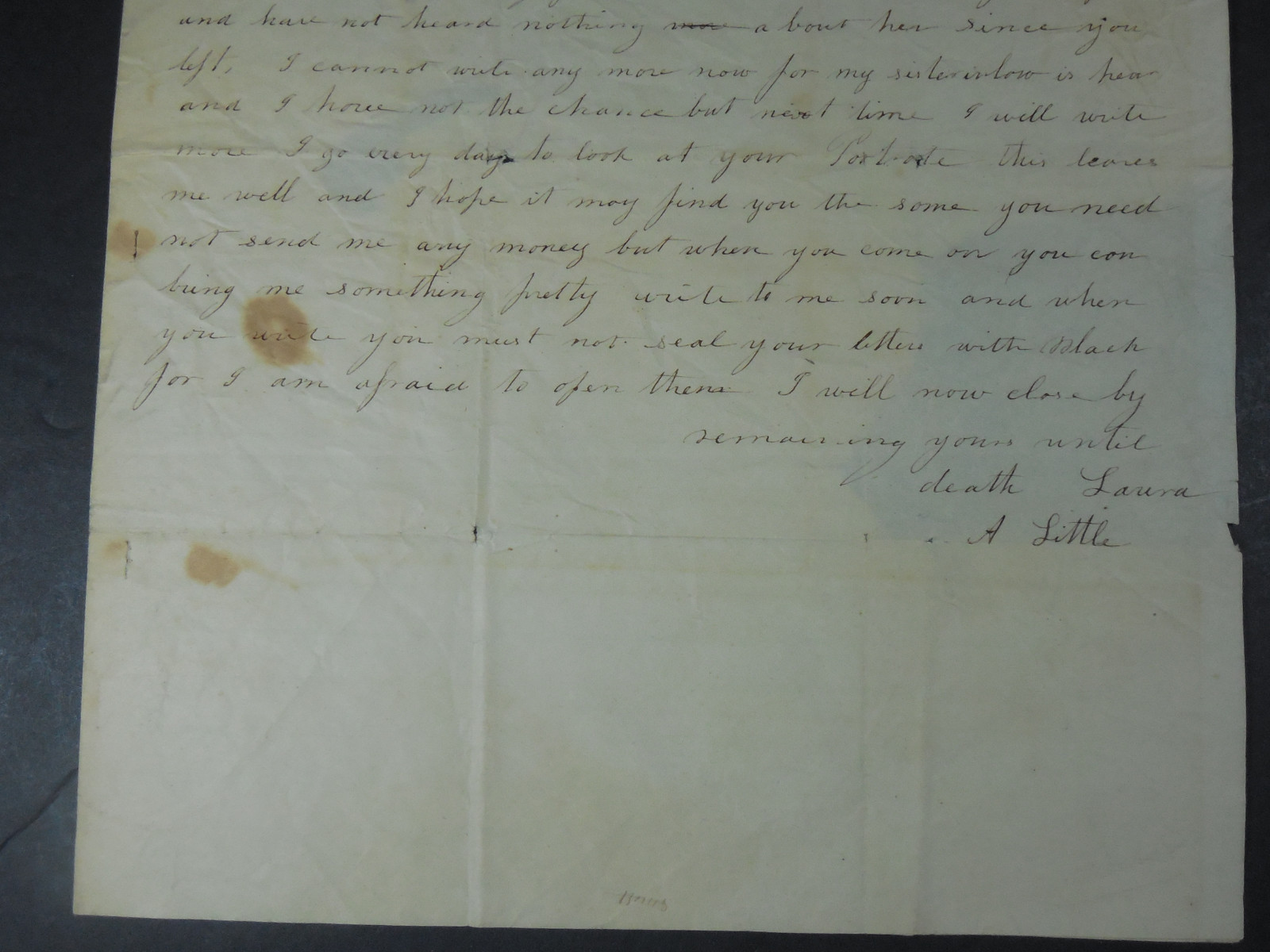 1851 BALTIMORE MARYLAND LOVE MISSING YOU LETTER HISTORICAL PAPER EPHEMERA