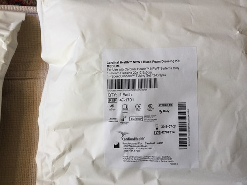 Lot/5 CARDINAL HEALTH NPWT BLACK FOAM DRESSING KIT MEDIUM 47-1701 Ex 2019