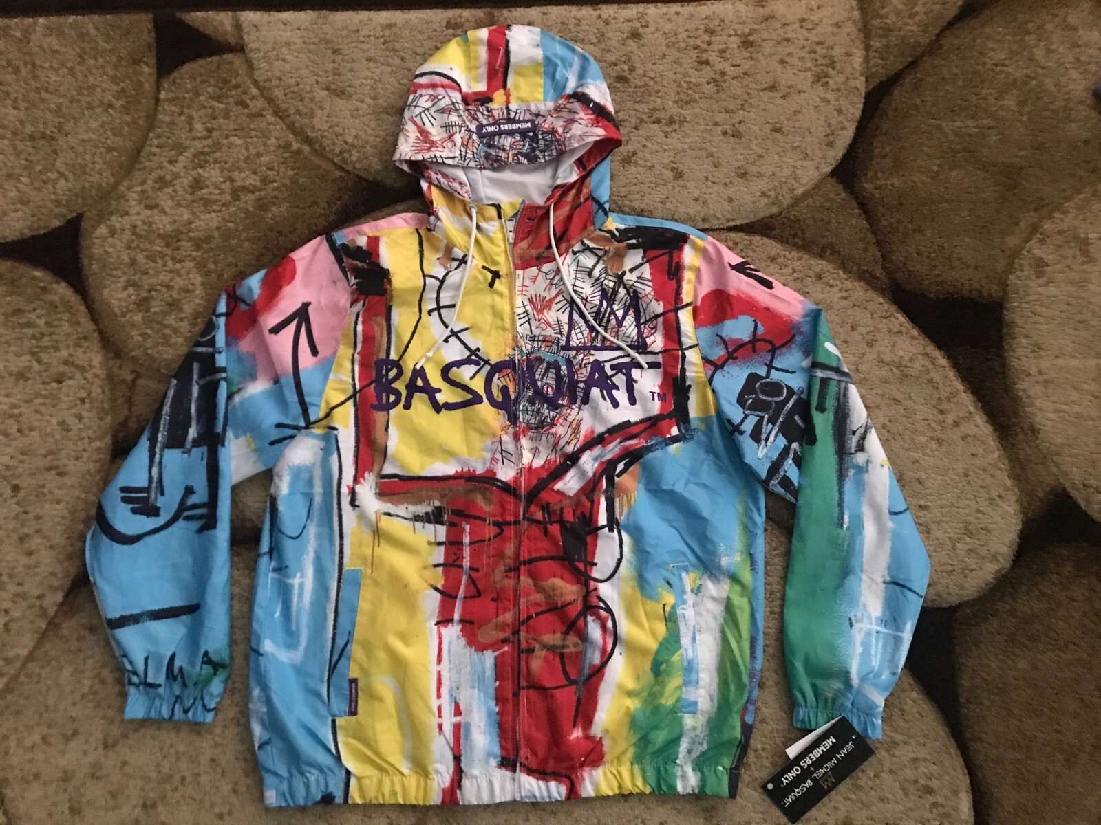 Members Only x Jean-Michel Basquiat Windbreaker Jacket Mens