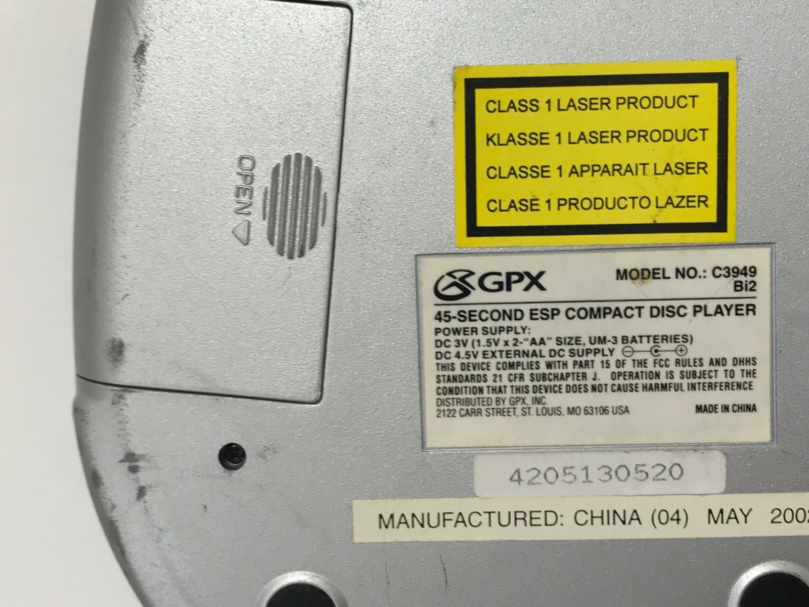 GPX Portable CD PLAYER C3949 A-ros ESP CD Jogger