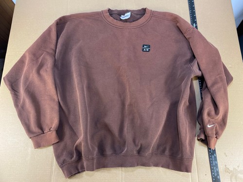 Vintage 90s Y2K Distressed Nike Sweatshirt Tee Worn XL Small Swoosh Check Logo