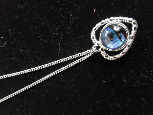 Silver Heart Bubble Butterfly Wing Tropical Necklace