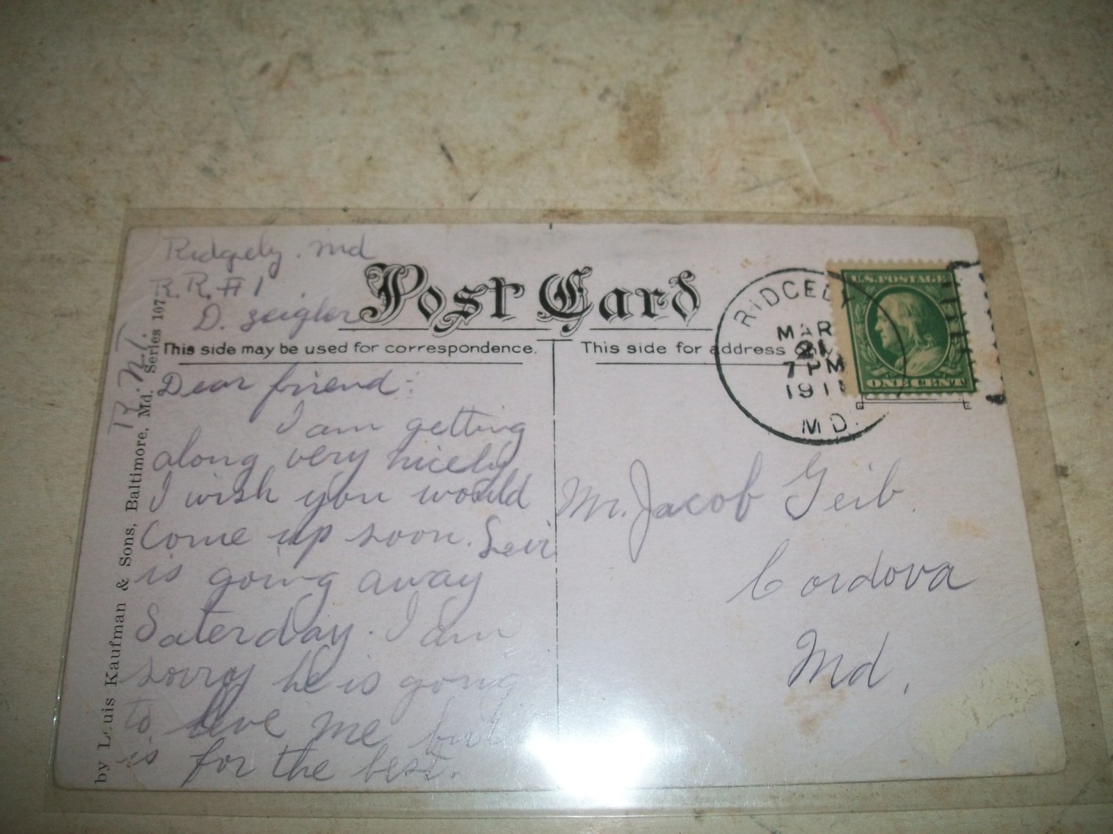 Rare 1911 Railroad RR Station RPPC photo Postcard Ridgely Maryland MD Cordova Md