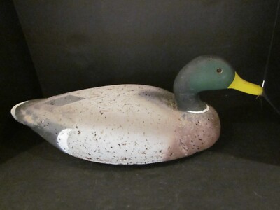 OLD VINTAGE LL BEAN MALLARD DRAKE DUCK DECOY CORK WOOD HUNTING COASTAL? 20 1/2''