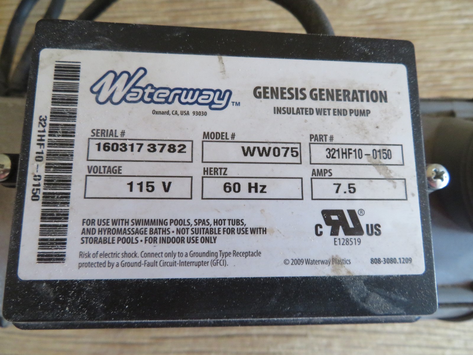 Bathtub Whirlpool Jet Pump 3/4 HP 115V w/Cord and air switch