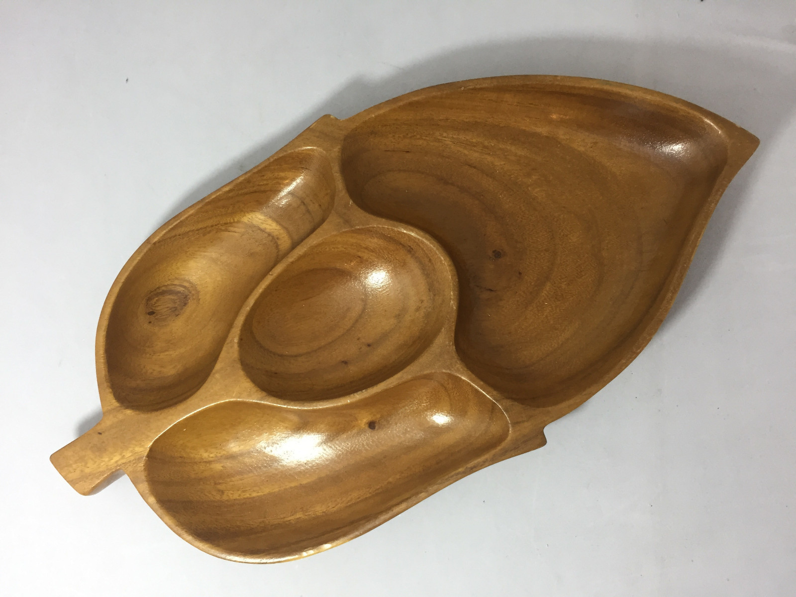 Monkey Pod Wood 4 Sectioned 17 1/2” x 9 1/4” Polynesian Serving Tray eBay