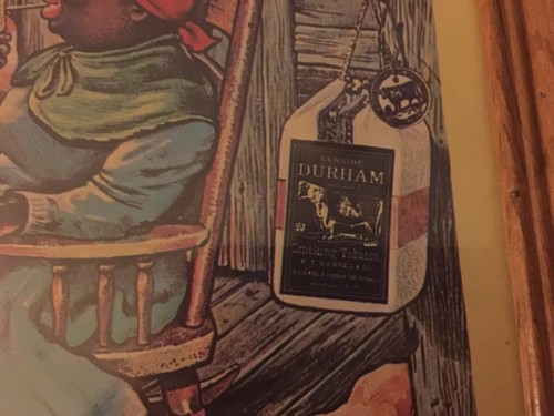 BULL DURHAM VINTAGE SMOKING TOBACCO FRAMED GLASS  POSTER - BLACK AMERICANA