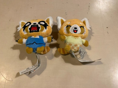 2019 Sanrio Official Aggretsuko 4'' Mini Plush LOT 2 Happy/Angry Face Expression