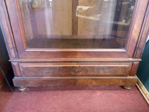 Antique French Single Door Burled Figured Walnut Armoire with Beveled Glass