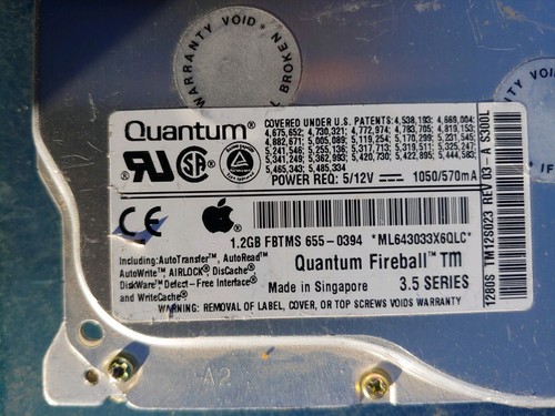 Apple Quantum Fireball 655-0394 1280S FB12S023 1.2GB 3.5