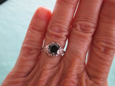 Pre-owned Real Black Diamonds Inc 2.25ct Real Black Diamond Ring,vintage Edwardian Style,appraisal,free Dia Tester