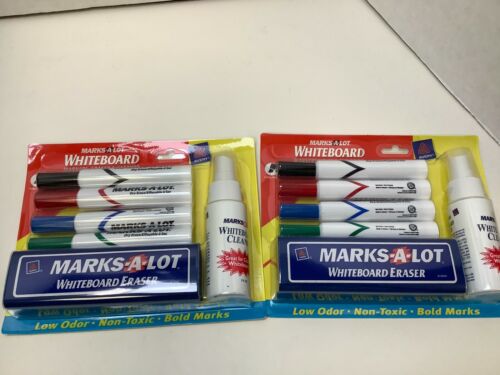 Marks A Lot Dry Erase Markers, Chisel Tip, Asstd Colors, 8 CT w/Cleaner & Eraser