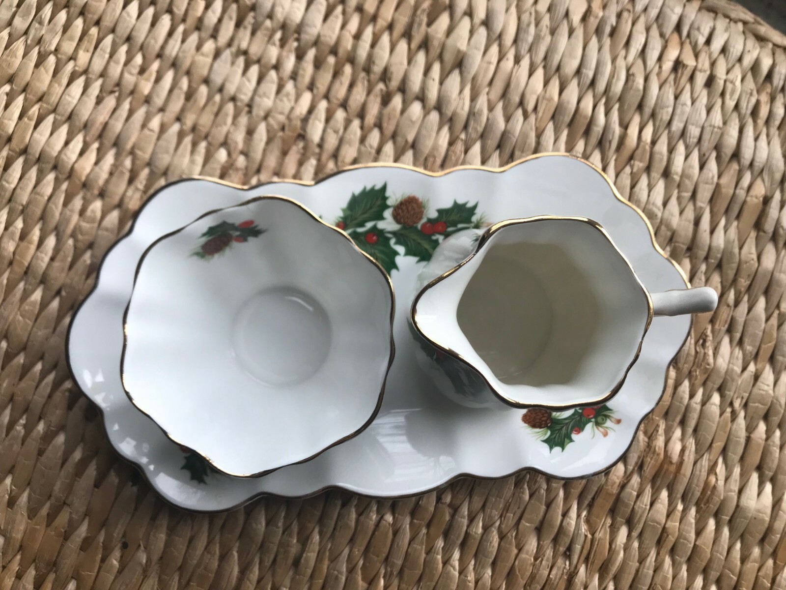 Vintage Rosina Fine Bone China Yuletide Cream and Sugar Set