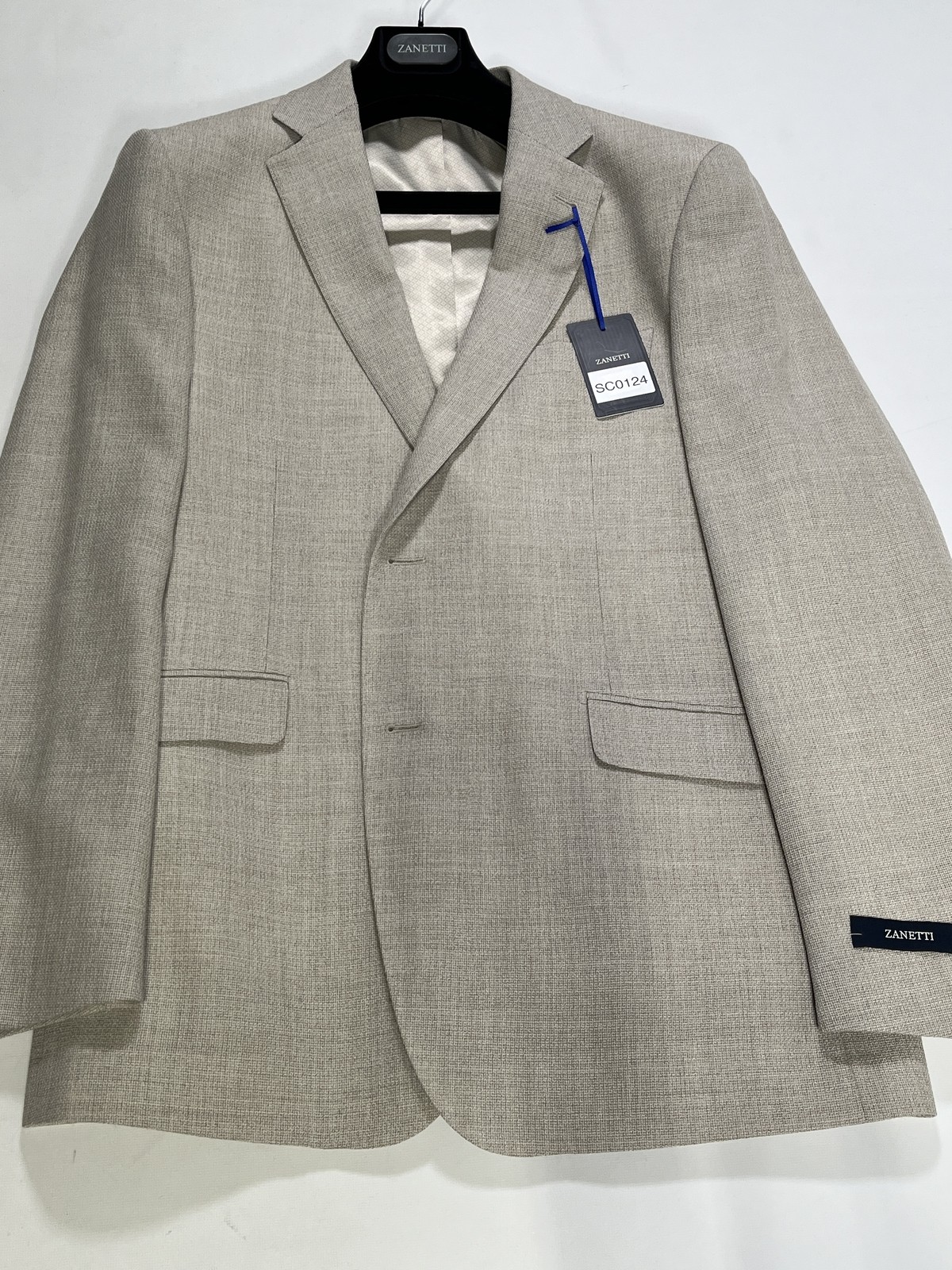 Mens Zanetti Light Beige Two Button Wool Sport Coat 44R NEW