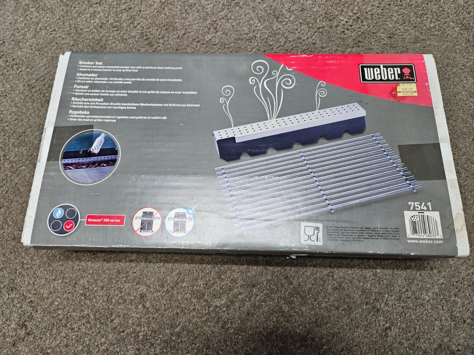 OEM Weber 7541 Gas Grill Smoker Box Fits Genesis 300 Series 