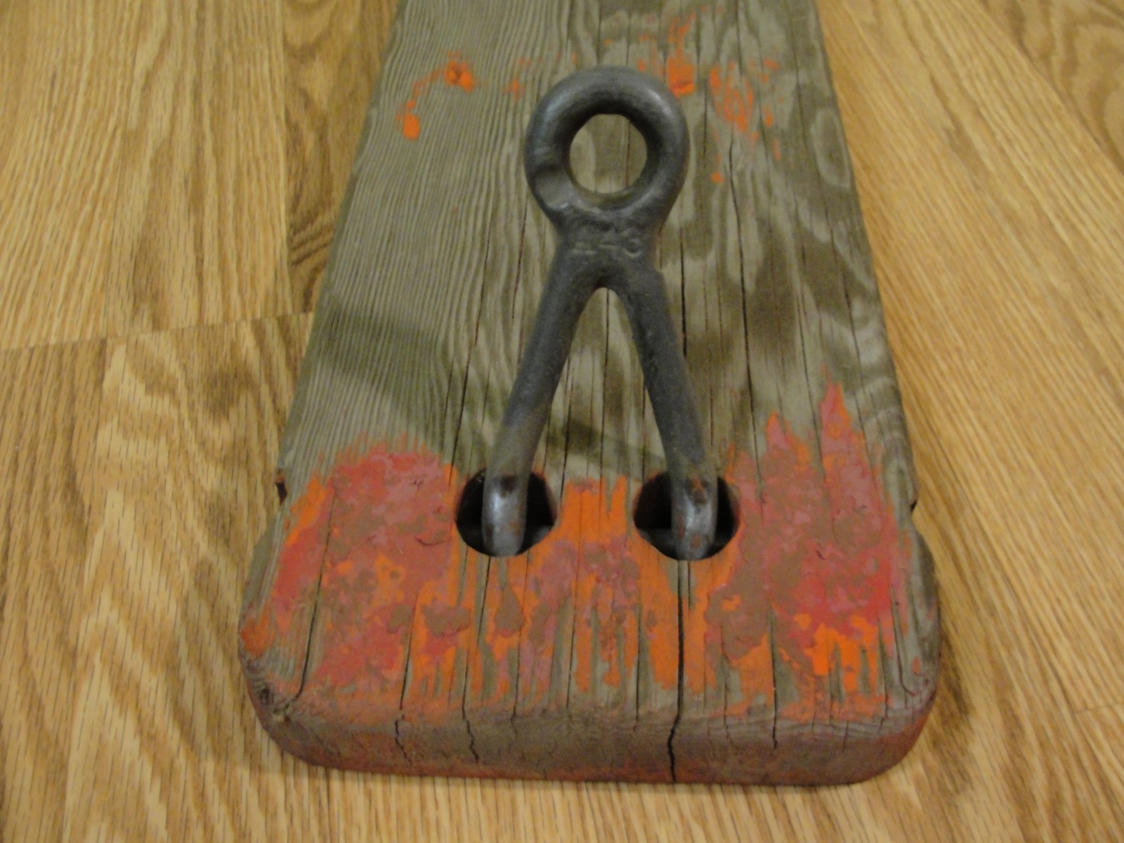 Antique/vintage Cast Iron & Wood outdoor playground Swing Seat Rare Red (A)