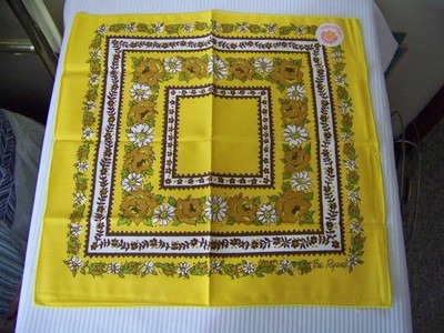 Fallani & Cohn Vintage Cotton Napkins Set of 8 Yellow Brown Flowers The Ryans