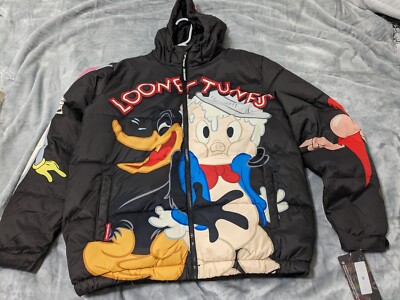 Looney Tunes Full Zip Heavy Weight Jacket Mens M Member Only All Over Print NWT