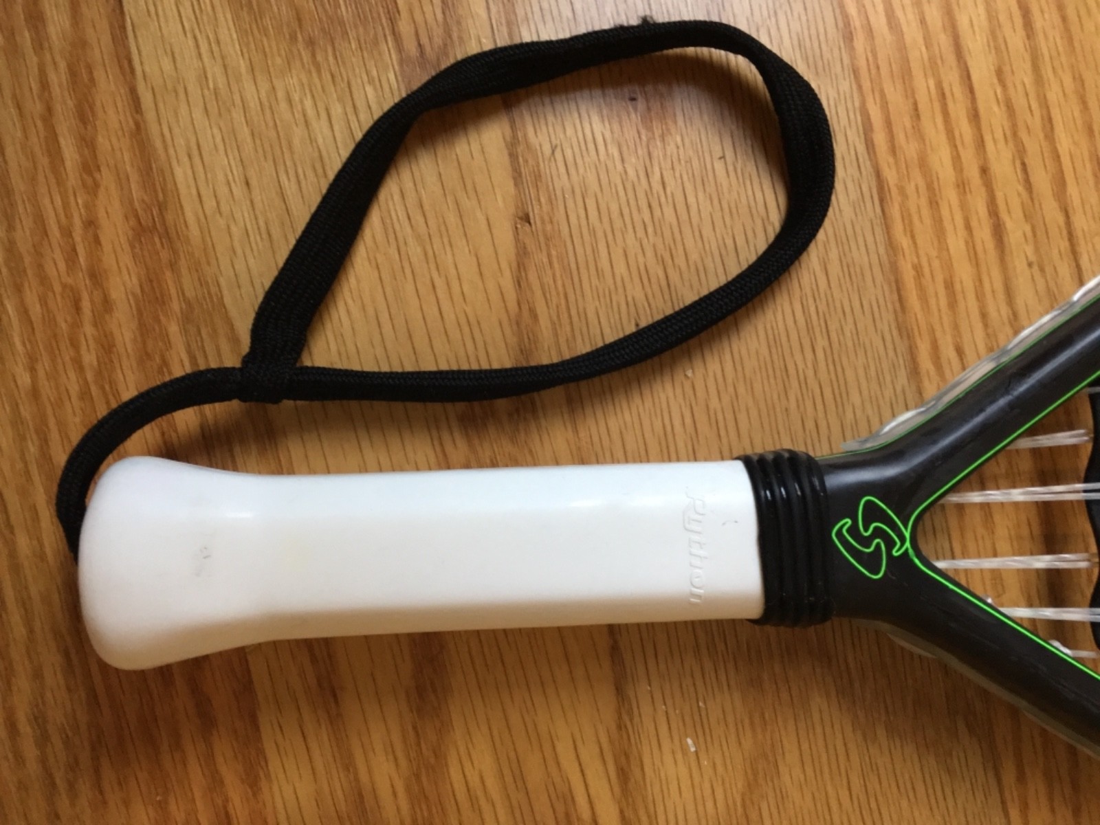 GEARBOX 2018 GBX1 165T, BLACK RACQUETBALL RACKET w GREEN DETAILING.