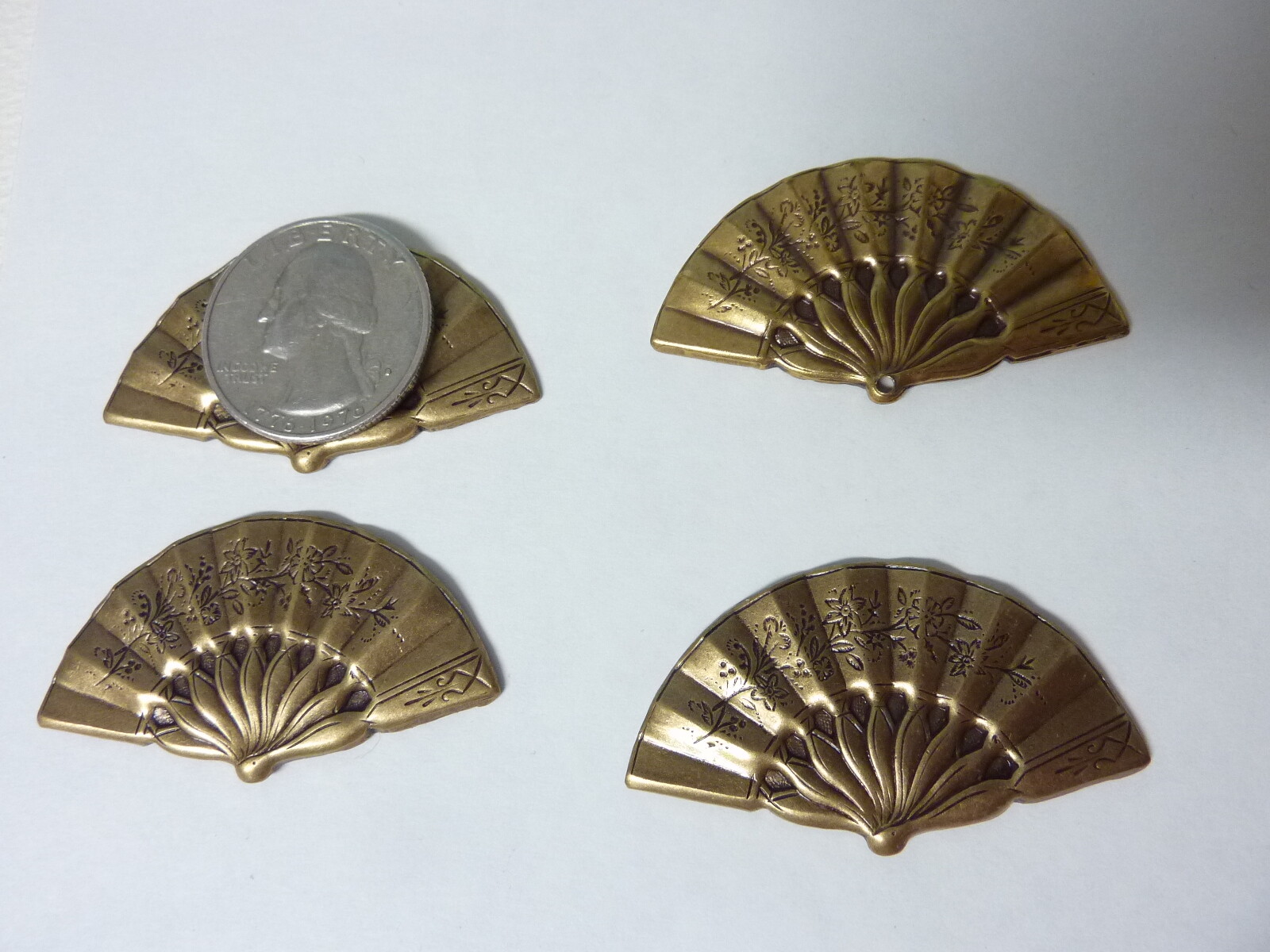 Victorian style brass stampings findings from the early 90s FANS A18 for earring