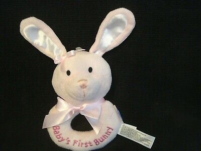 Babies R Us Toys R Us 2012 Pink Infant Rabbit Rattle ''Baby's First Bunny'' NEW