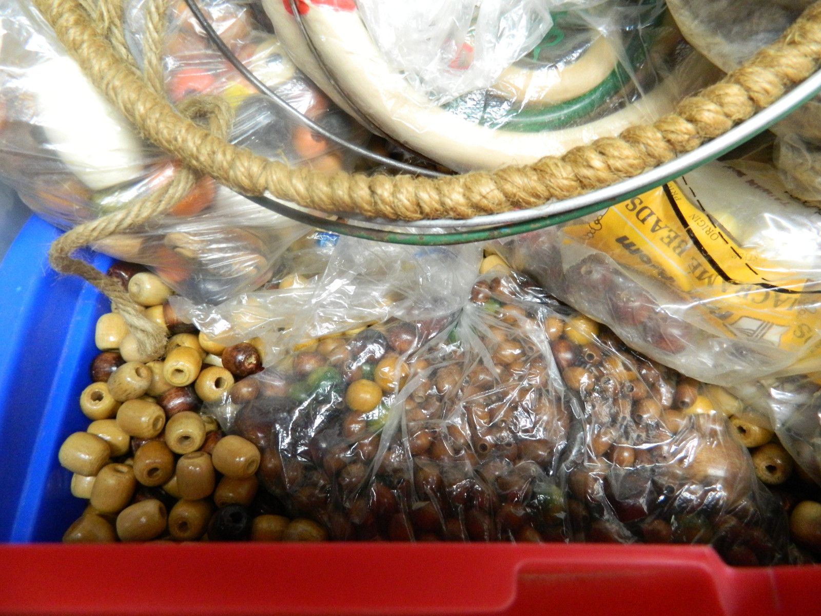 Huge Macrame Lot - Over 14 Pounds of Beads, Different Size Rings - See Listing