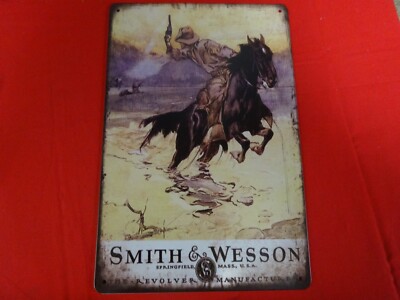 Smith & Wesson Firearms  8''x 12''  Tin Sign Gun Memorabilia