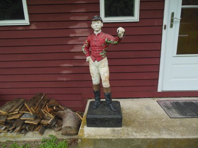 antique lawn jockeys,two,each one is signed by the foundry