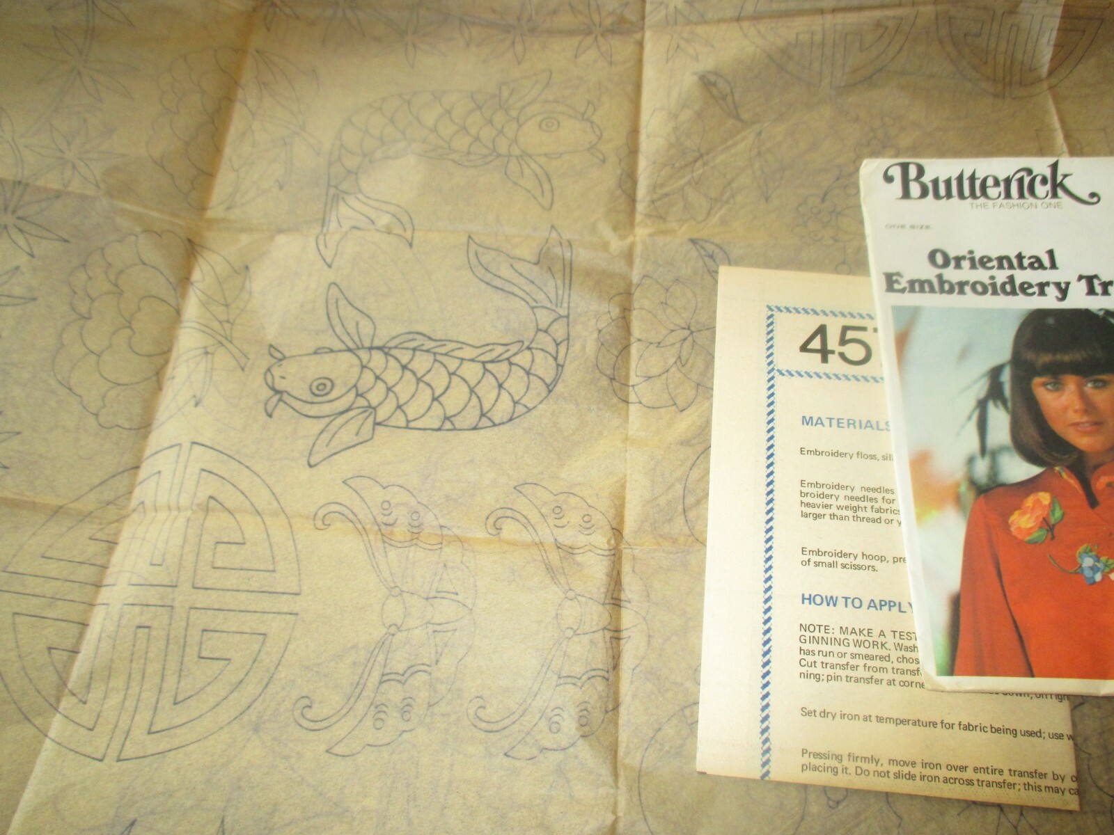 VINTAGE Butterick IRON-ON Embroidery TRANSFERS - #4574 ORIENTAL THEME