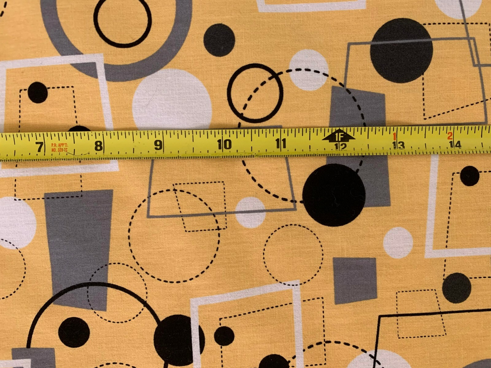 VTG 1950's ATOMIC Geometric DRAPE fabric bty MCM Yellow Gray Mid Century Cotton