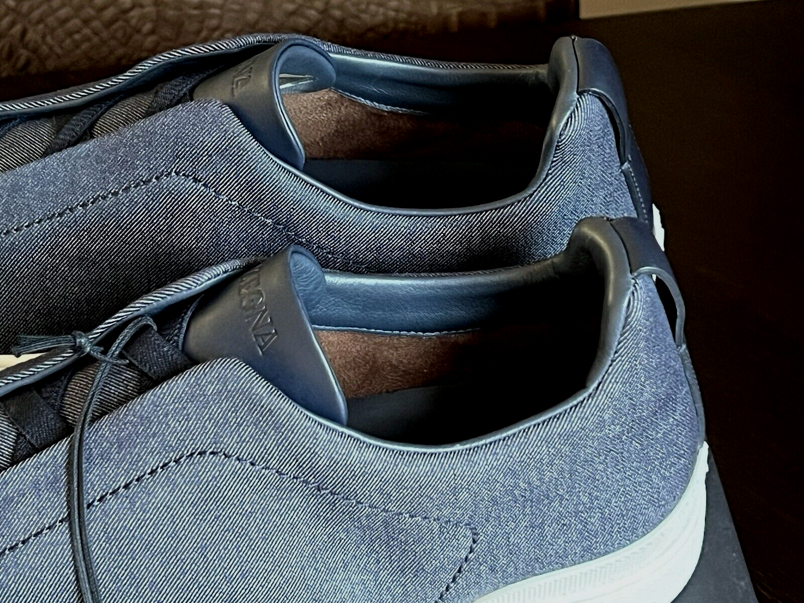Pre-owned Ermenegildo Zegna Zegna Navy Blue Usetheexisting™denim Triple Stitch Sneakers Us 12 Uk 11 Eu 45