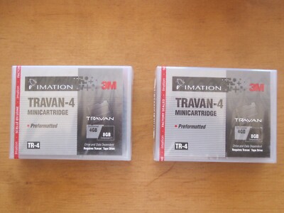 (2) 3M  IMATION TRAVAN-4 Mini-Cartridge 4GB/8GB Preformatted Sealed TR-4