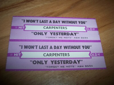2 Carpenters I Won't Last The Summer Without You Jukebox Title Strips