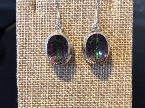 Gorgeous Set Of Oval Shape Mystic Topaz Ring/Earrings & 925 Sterling Silver