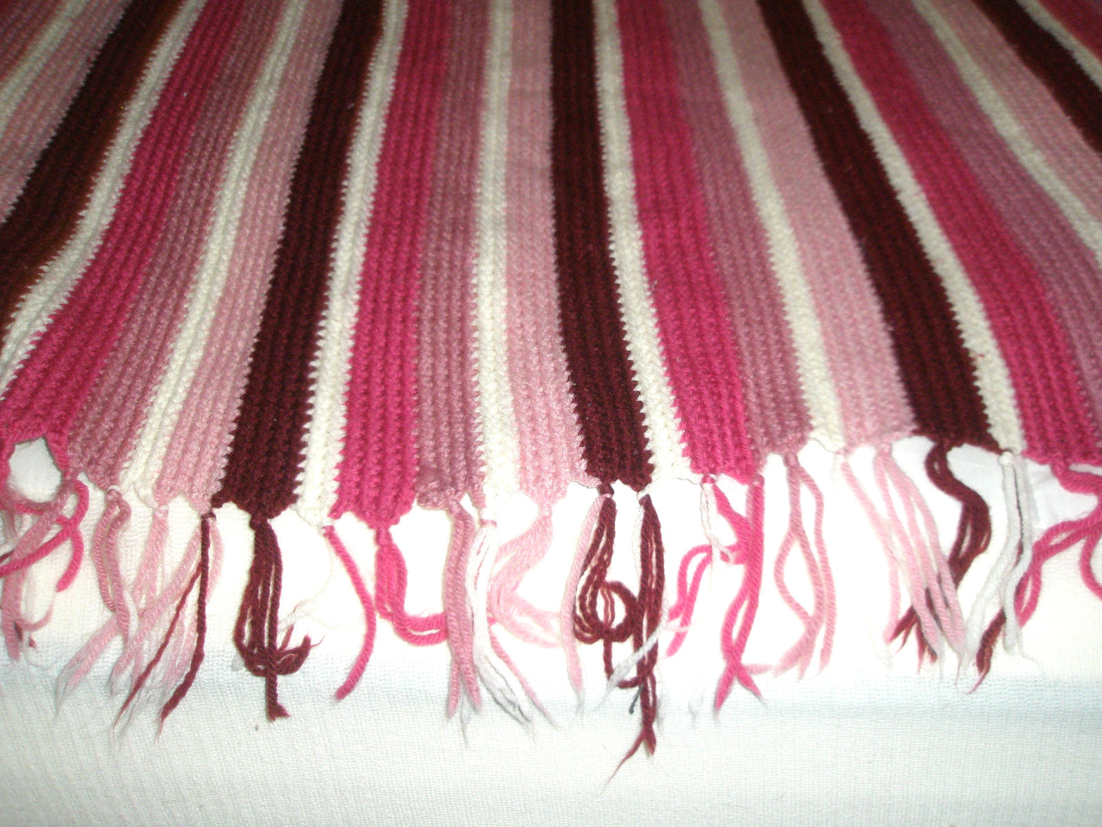 Vintage Afghan Throw Set 2 Mauve Pink White