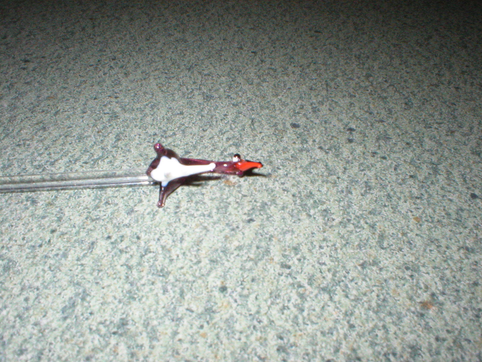 VTG Blown Art Glass Purple Rooster Swizzle Stick Stir Pick Stick 6 3/8