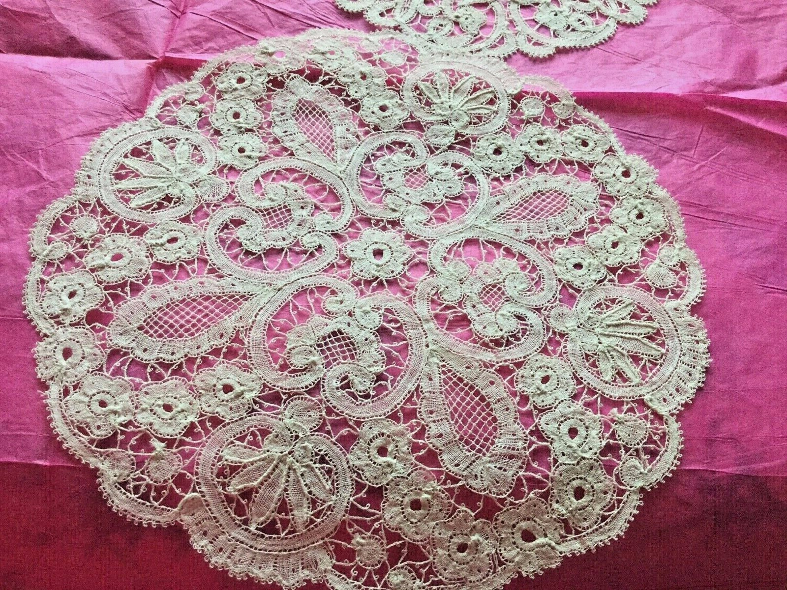 4 antique small vtg lace Dollie all hand made  lace