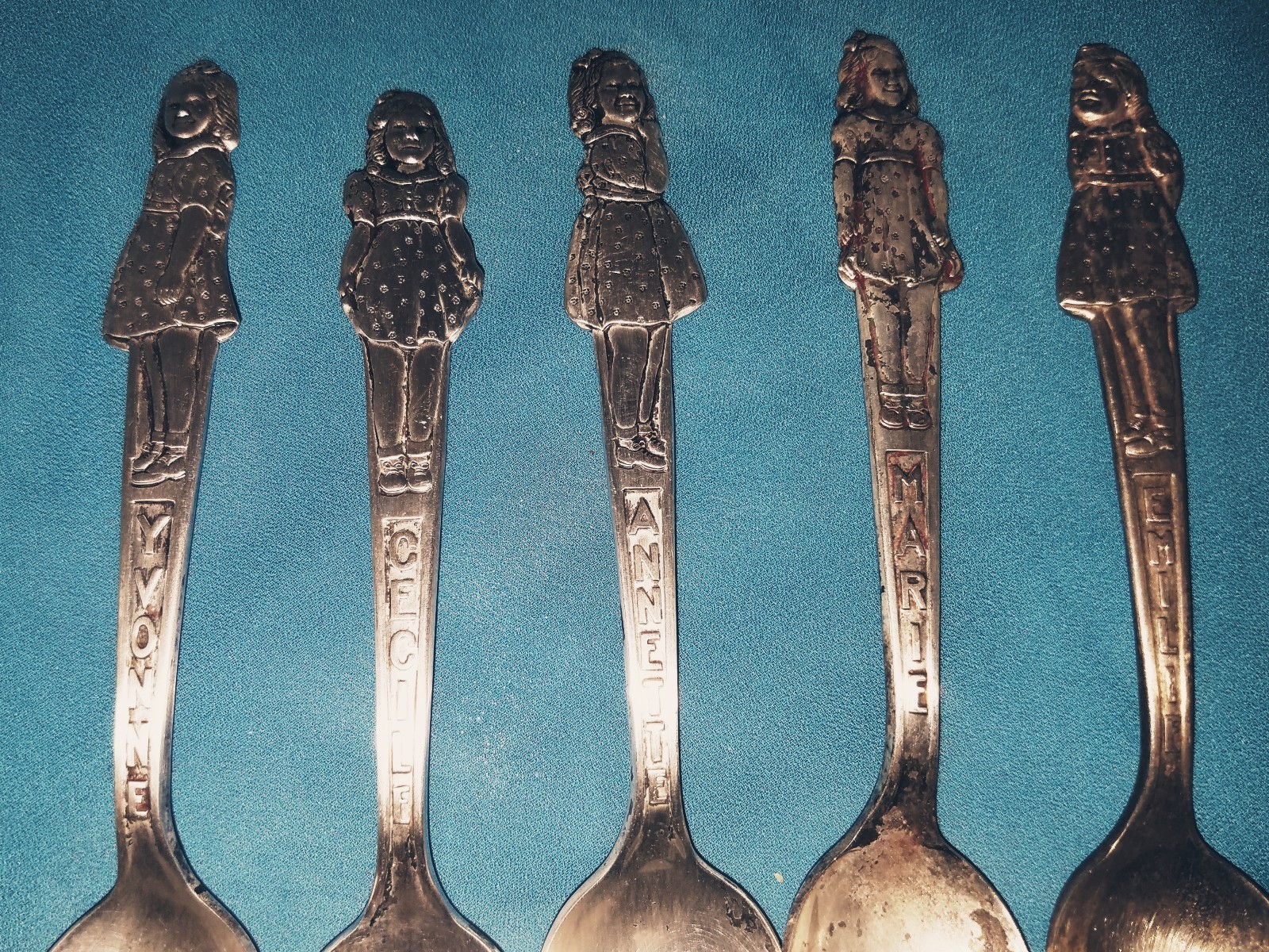 Vintage Dionne Quintuplets Carlton 1930's Silver Plated Lot/Set of 5 Spoons