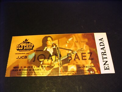 JOAN BAEZ TICKET INVITATION ALICANTE SPAIN 1980 TOUR COMPLETE 028