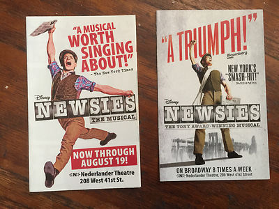 Disney Newsies the musical two mini ad/flyer NYC Broadway Jeremy Jordan 