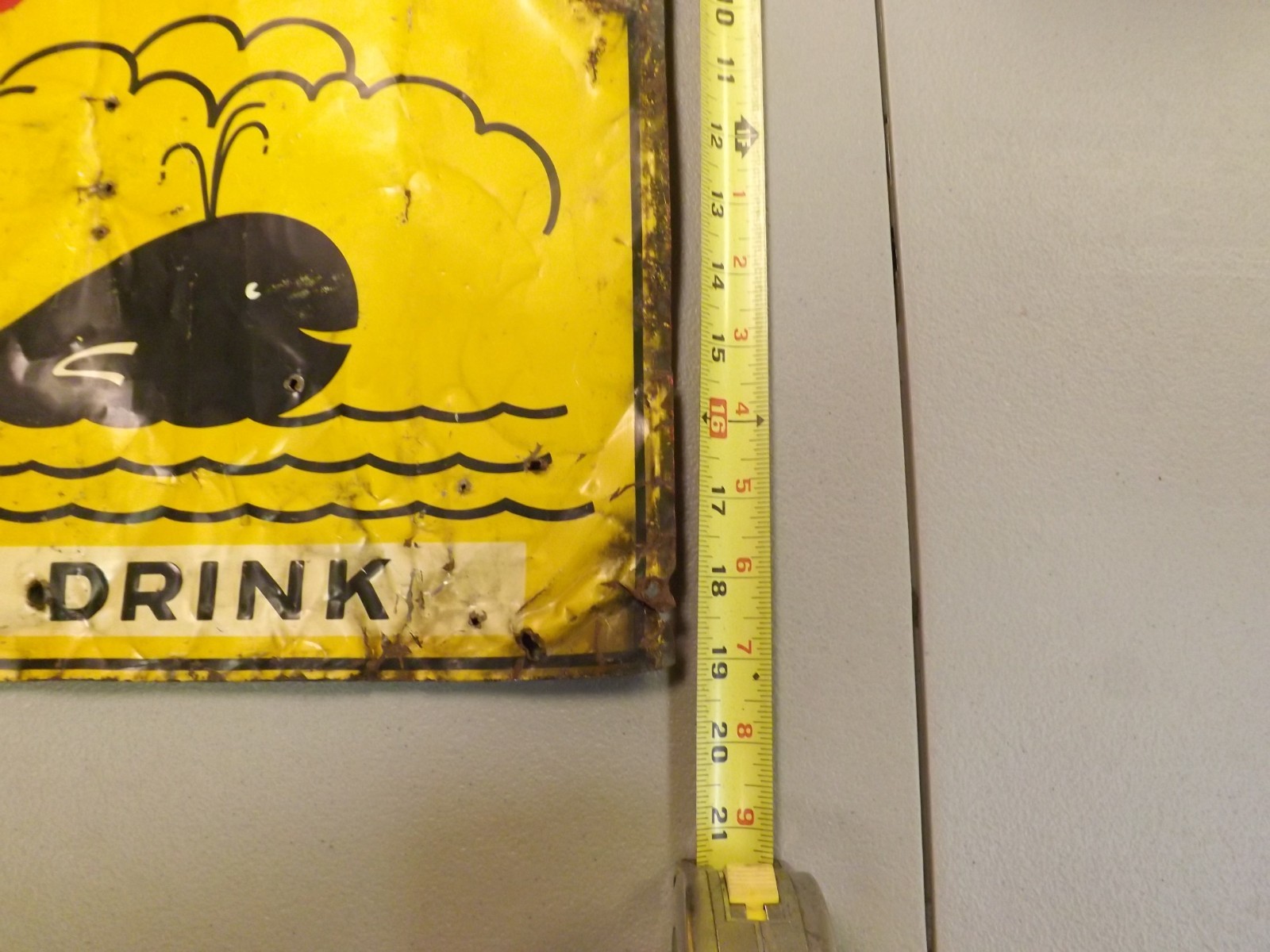 Vintage 1930's BIG COLA Whale Metal Sign RARE GAS OIL SODA Birmingham Alabama