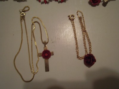 Lot of Roses 4 pair earrings 2 Brooches 2 Necklaces